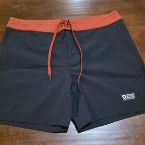Zero Foxtrot Men's Black and Red Swim Shorts L (38 Waist)